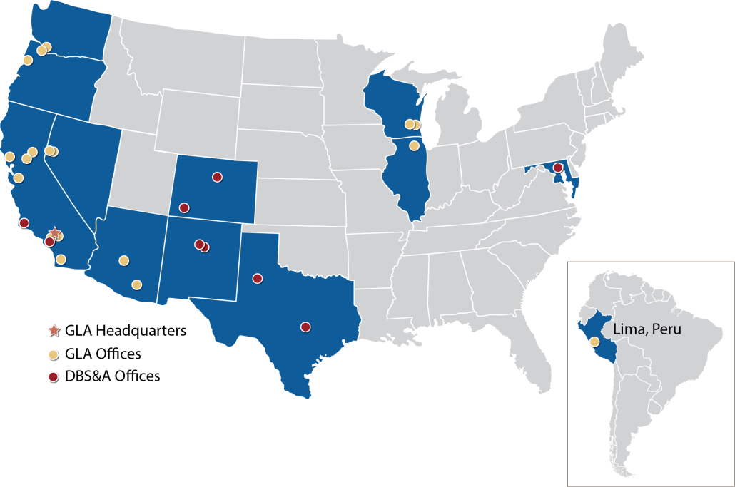 2024_DBS&A_GLA Offices Map GLA and DBS&A offices map